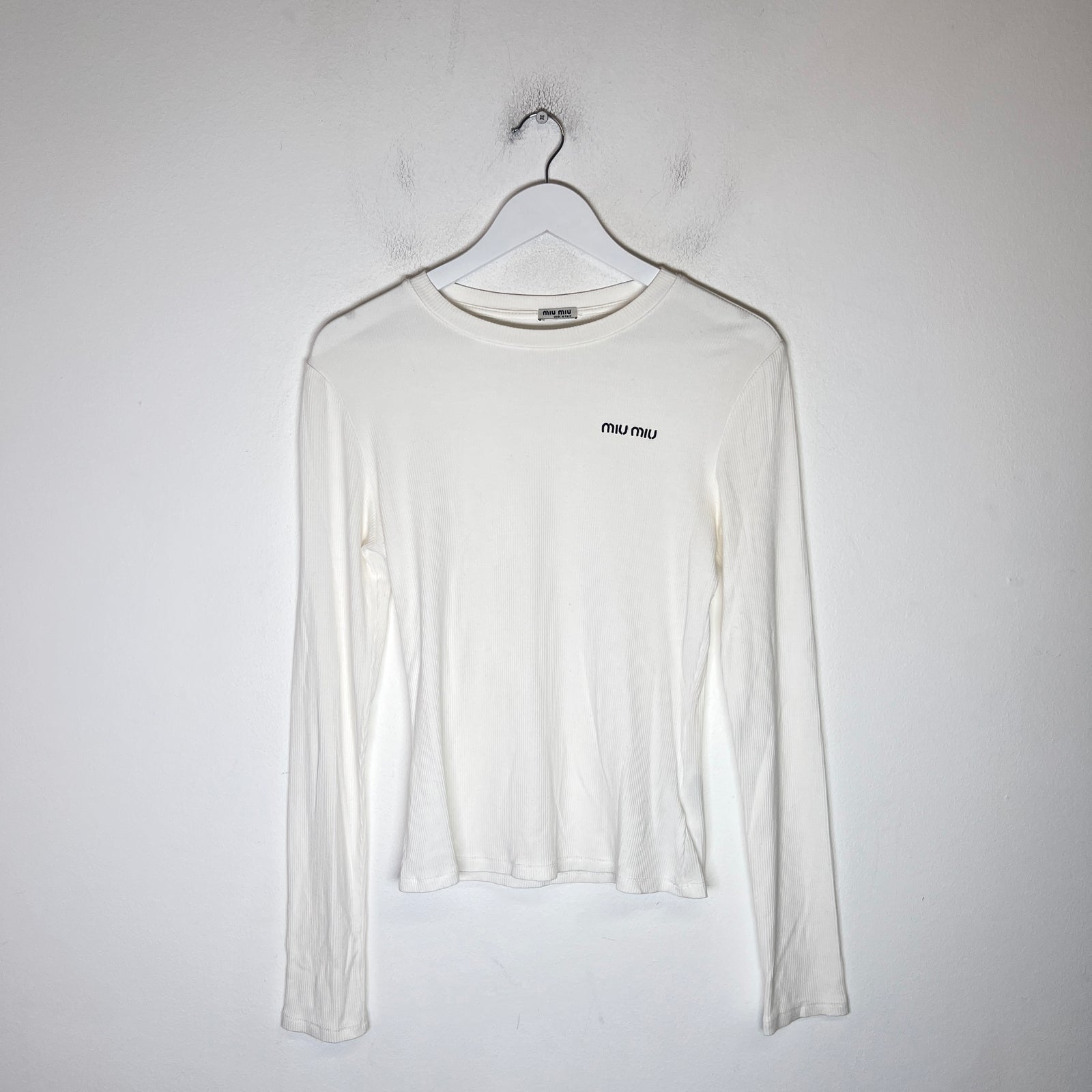 Miu Miu Ribbed Knit Longsleeve Shirt Size L
