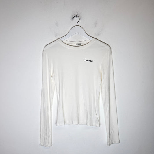 Miu Miu Ribbed Knit Longsleeve Shirt Size L