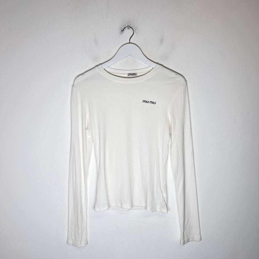 Miu Miu Ribbed Knit Longsleeve Shirt Size L