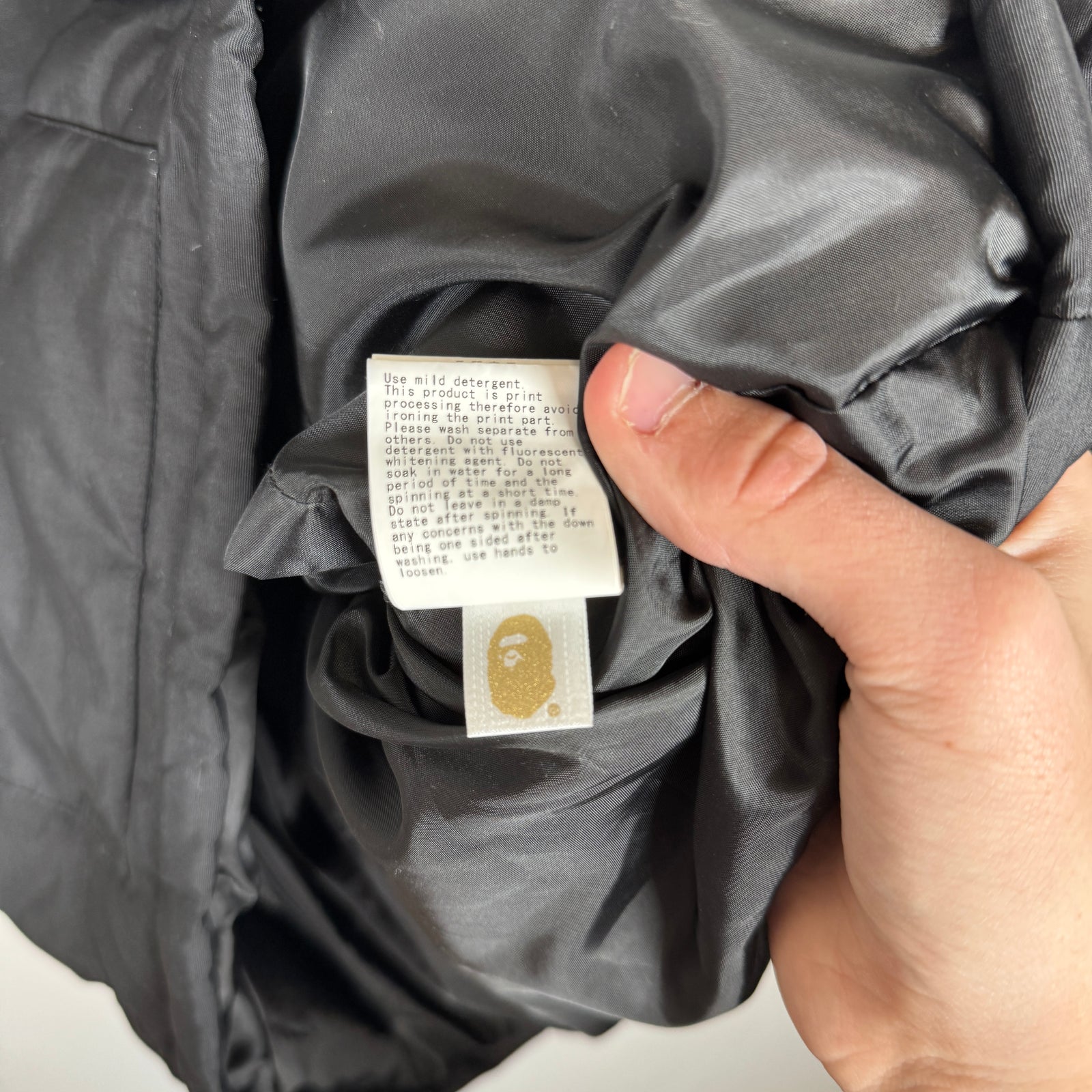 Bape Black Nylon Down Puffer Jacket Size L