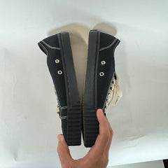 Maison Margiela Black Canvas Tabi Low Top Sneaker Size 39