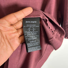 Palm Angels Burgundy Flame Neck Logo T-Shirt