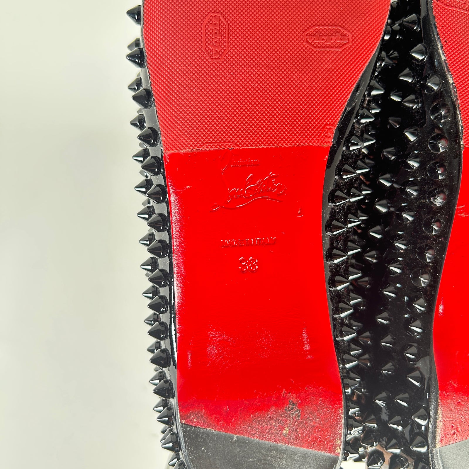 Christian Louboutin Black Patent Studded Flats Size 38