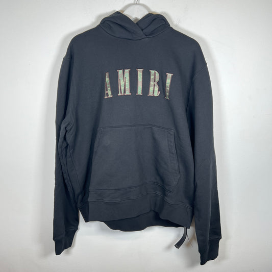 Amiri Black Core Camo Logo Hoodie Size XL