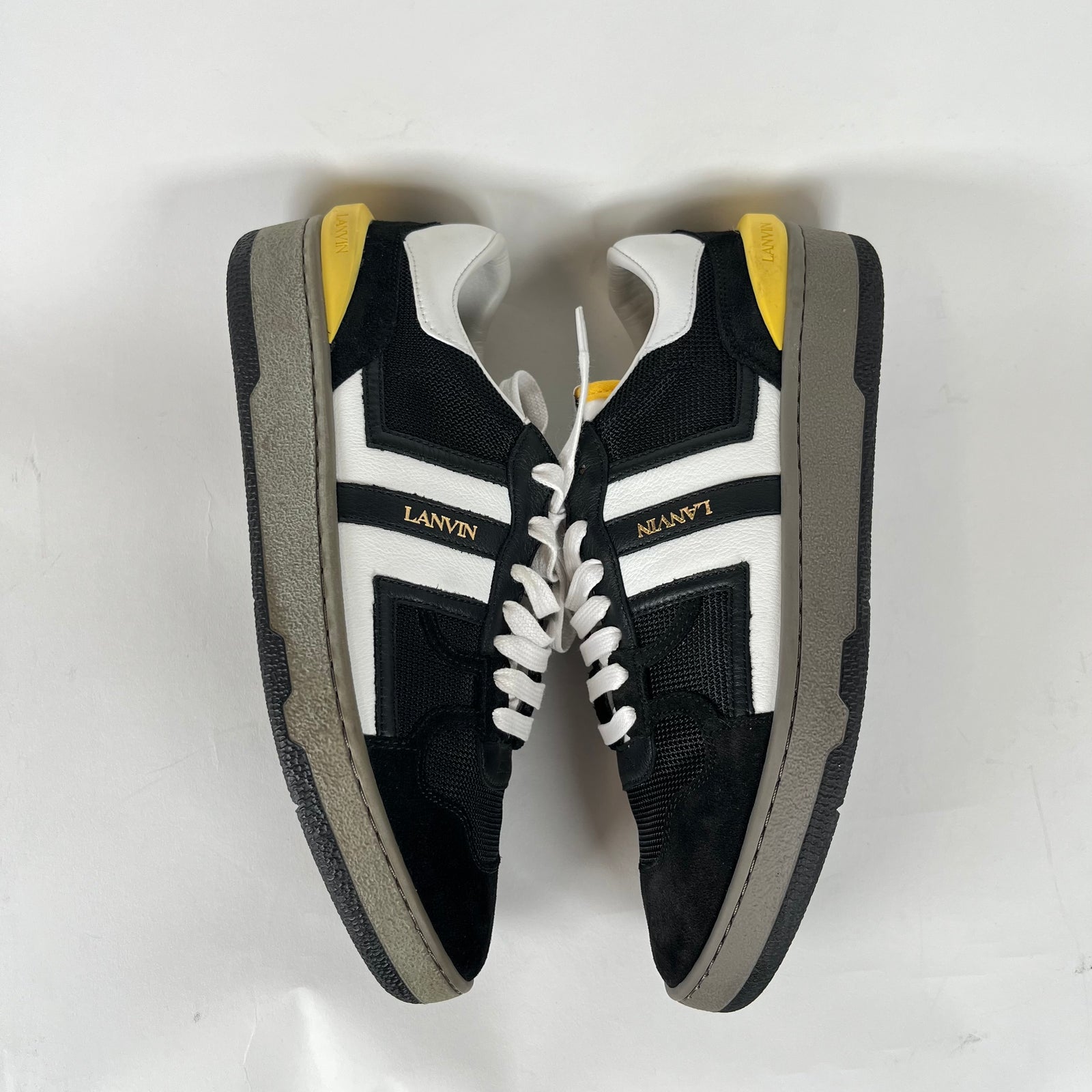 Lanvin Black/Yellow Clay Low Top Sneaker Size 39