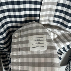 Thom Browne Grey/Navy Flannel Shirt Size 2