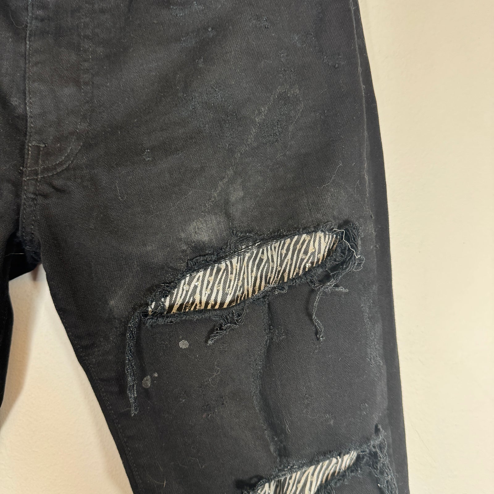 Amiri Black Zebra Print Jeans Size 29