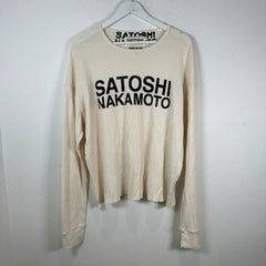 Satoshi Nakamoto Spell Out Logo White Thermal Longsleeve