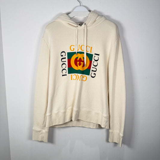 Gucci Cream Logo Hoodie Size M
