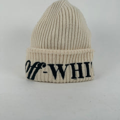Off-White Cream Logo Knit Beanie