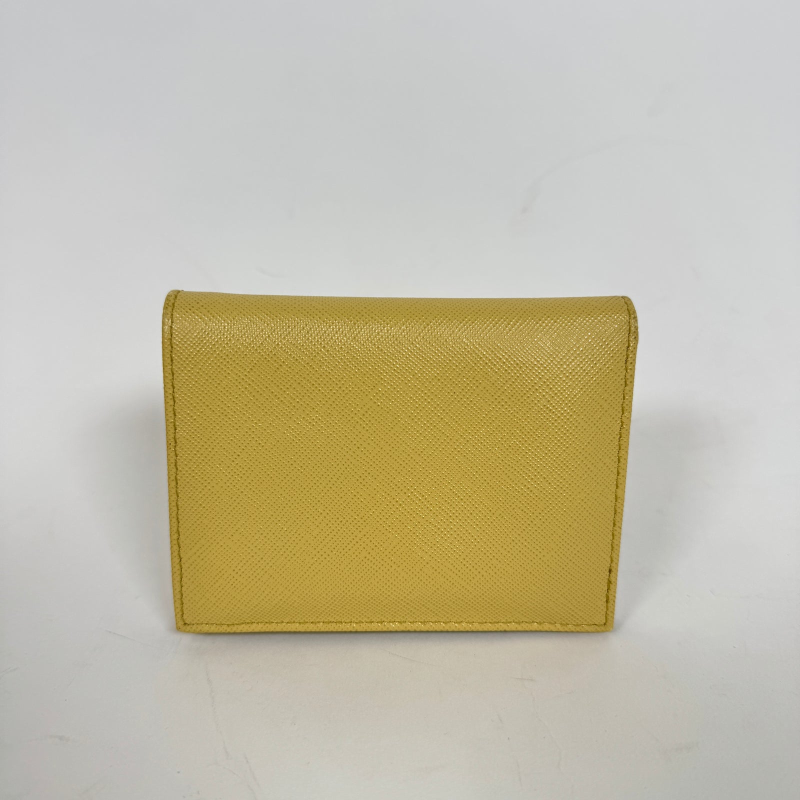 Prada Yellow Leather Compact Wallet