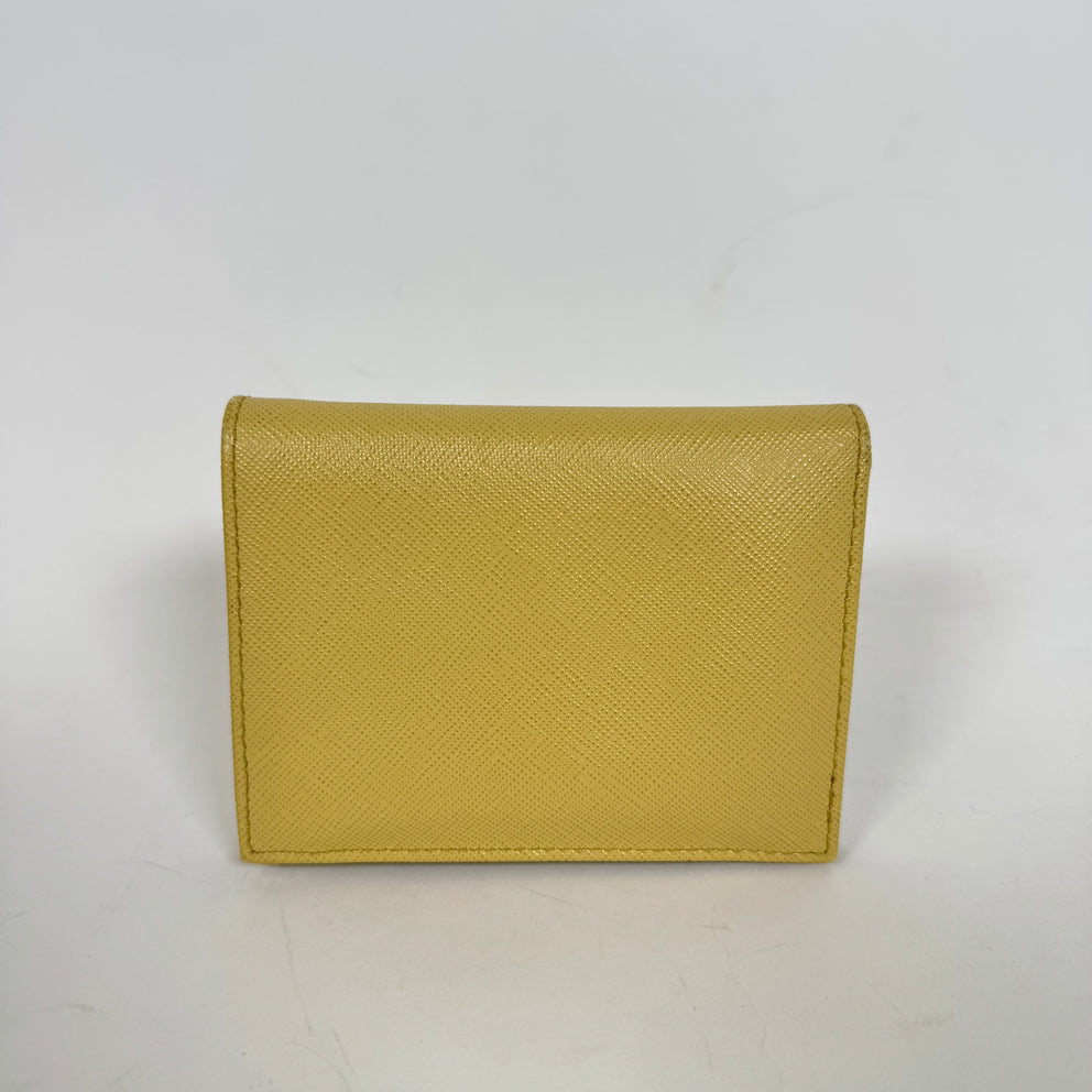 Prada Yellow Leather Compact Wallet
