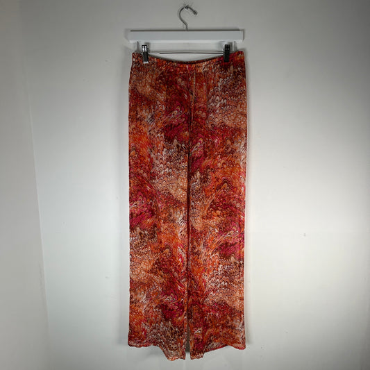 Celine SS03 Swirl Print Sheer Silk Pants Size M
