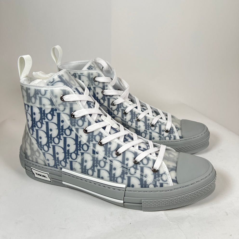 Dior B23 Blue/Grey Oblique Transparent High Top Sneaker Size 47