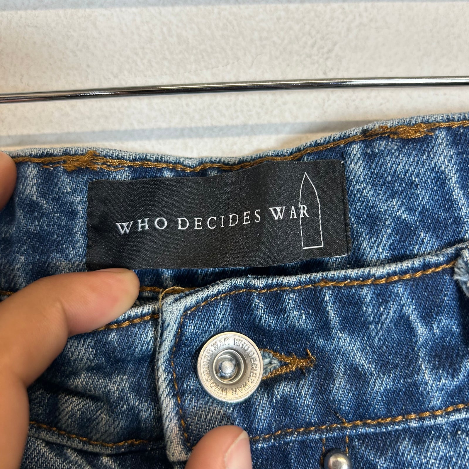 Who Decides War Blue Cinched Studded Denim Jeans Size 36