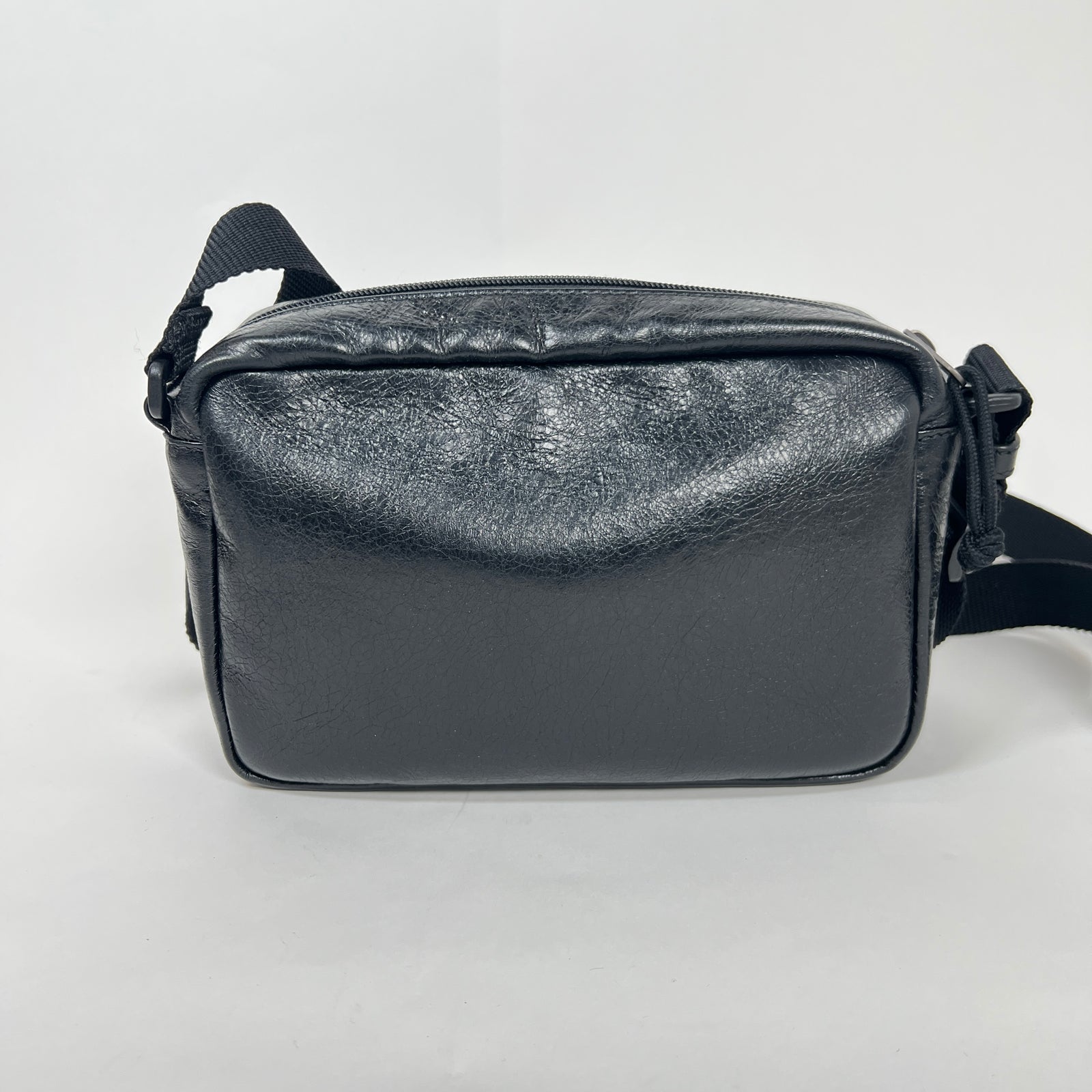 Balenciaga Black Leather Small Logo Crossbody Bag