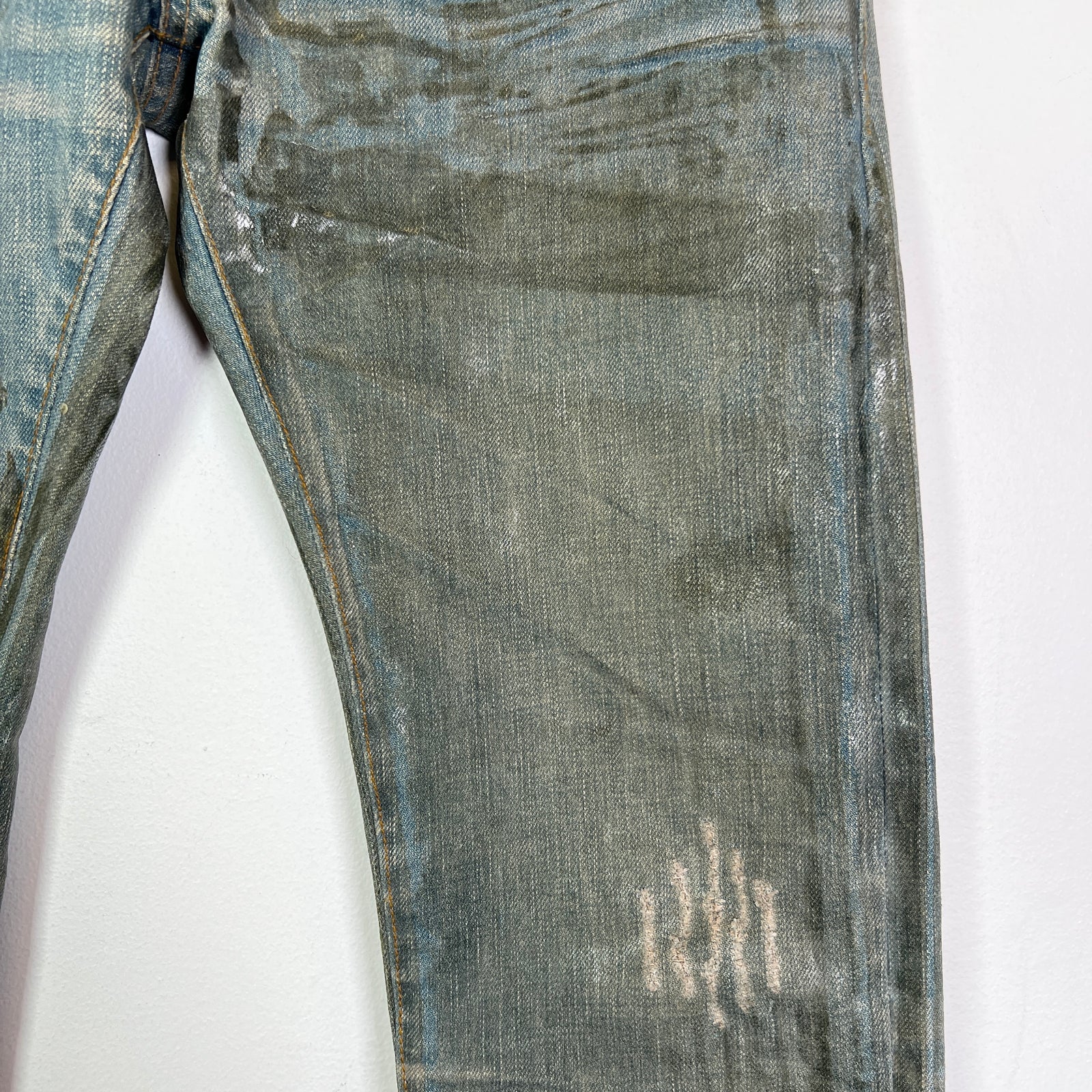 Dior Homme SS04 Bleu Claire Waxed Denim Jeans