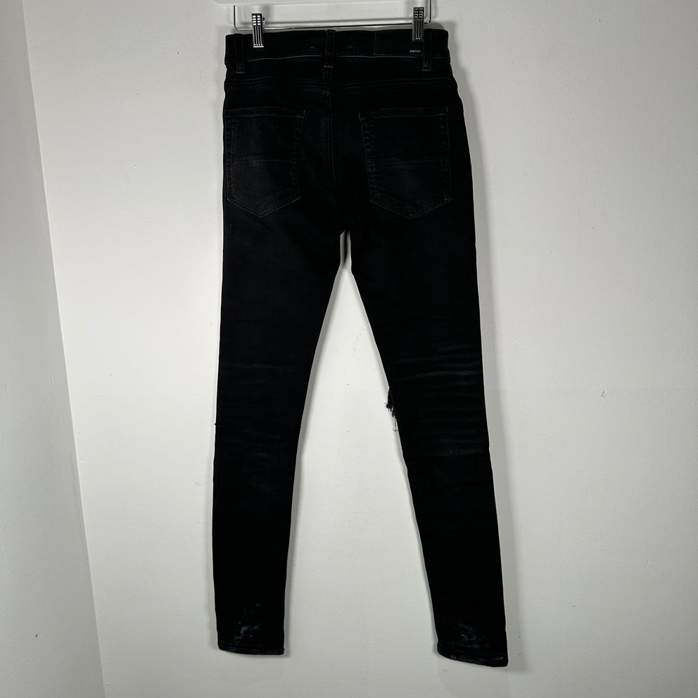 Amiri MX1 Black Paisley Patch Jeans Size 28