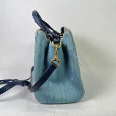 Gucci Washed Denim Pearl GG Marmont Tote Bag