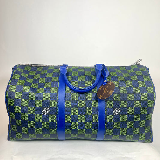 Louis Vuitton Blue/Green Damier Other Keepall Bandouliere 50