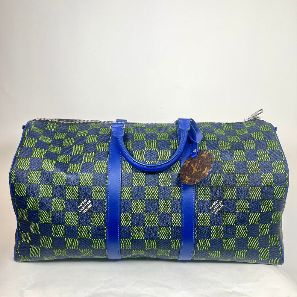 Louis Vuitton Blue/Green Damier Other Keepall Bandouliere 50