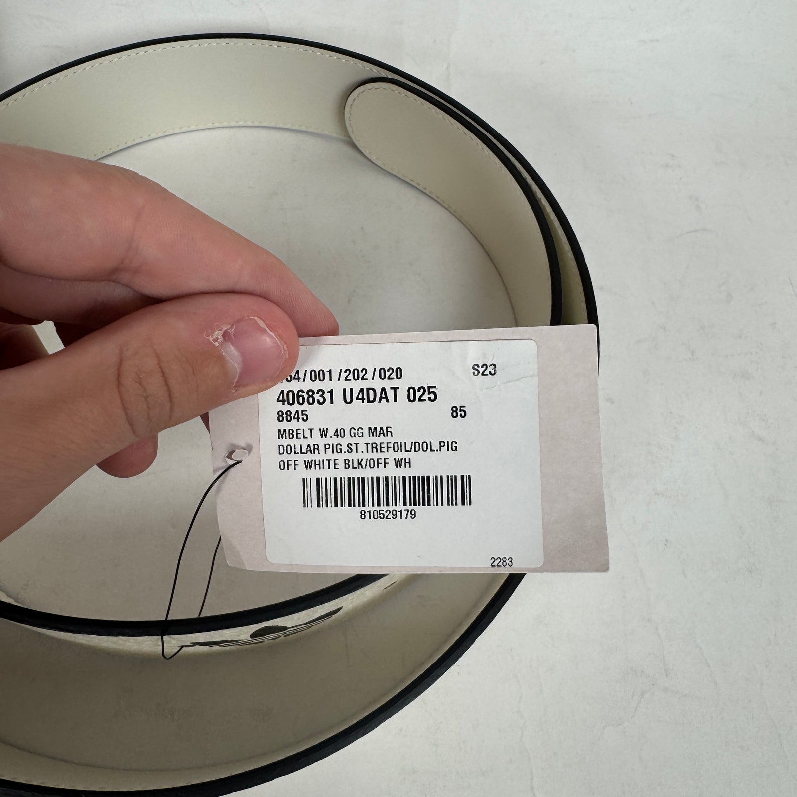 Gucci x Adidas White Leather Belt Size 85