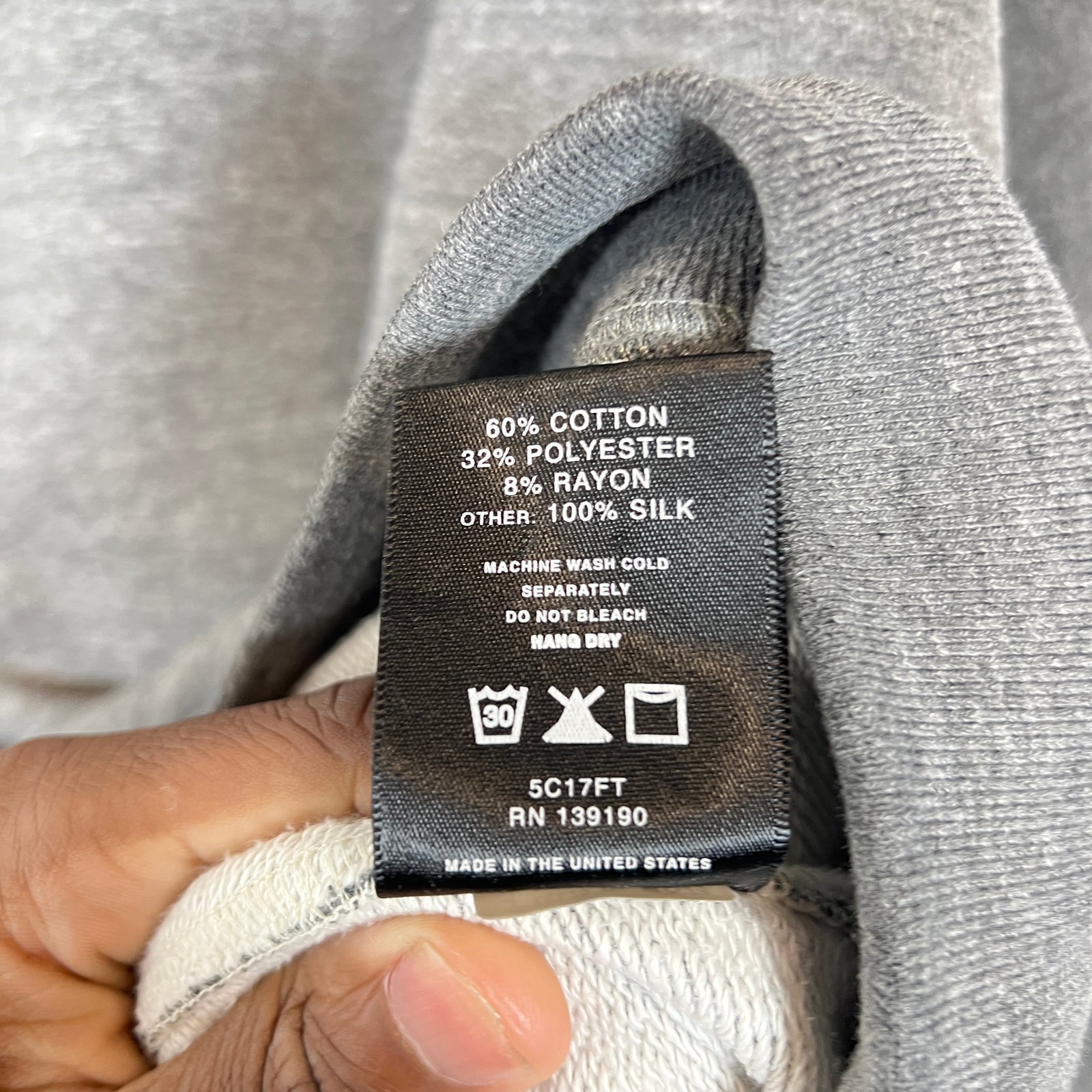 Fear of God Grey Fifth Collection Heavyweight Crewneck Size XL