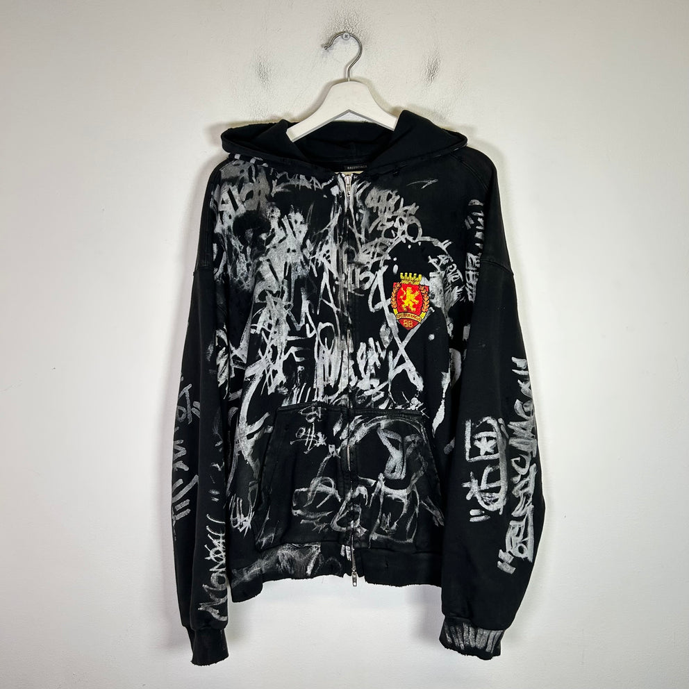 Balenciaga Skater Graffiti Zip-Up Hoodie