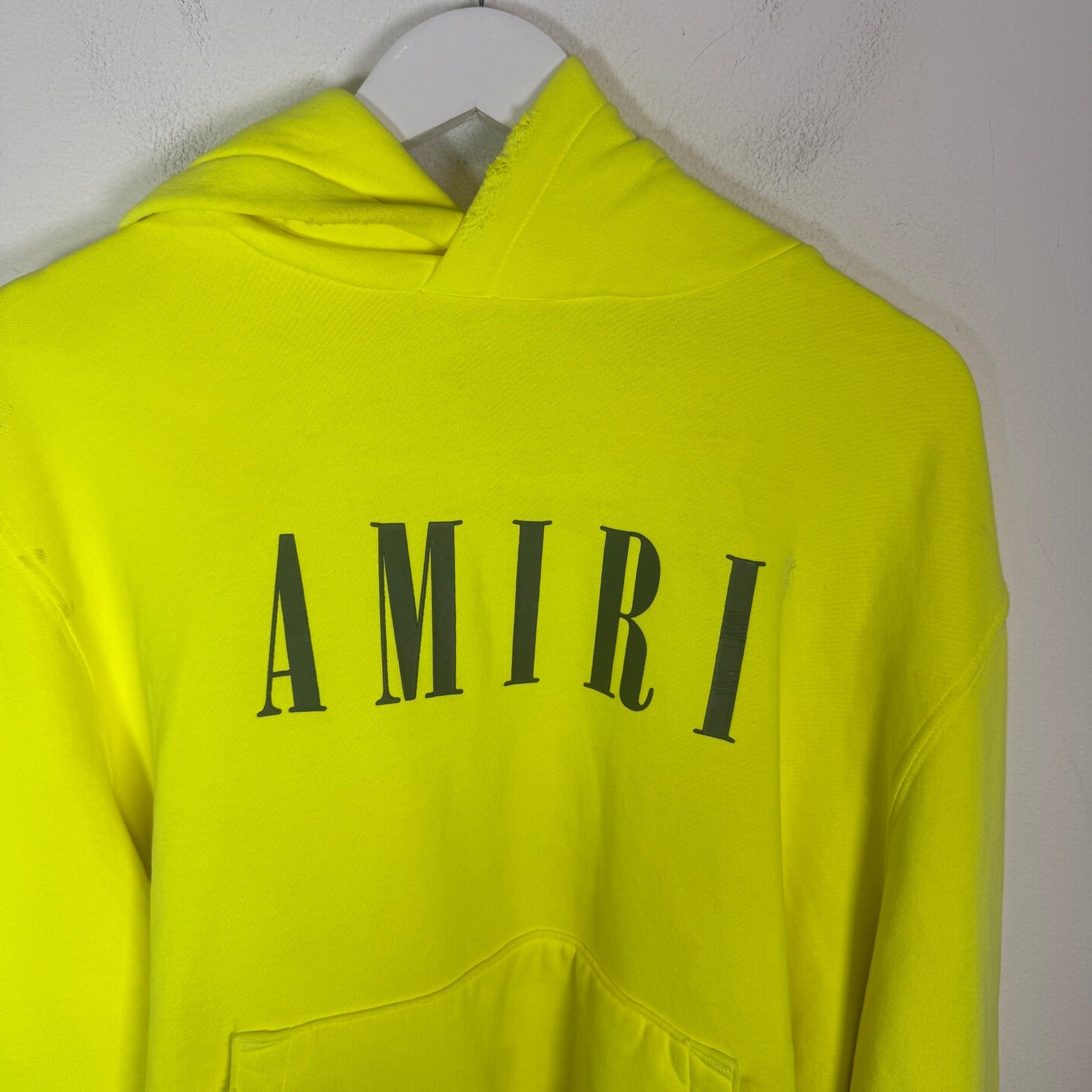 Amiri Neon Yellow Core Logo Hoodie Size M