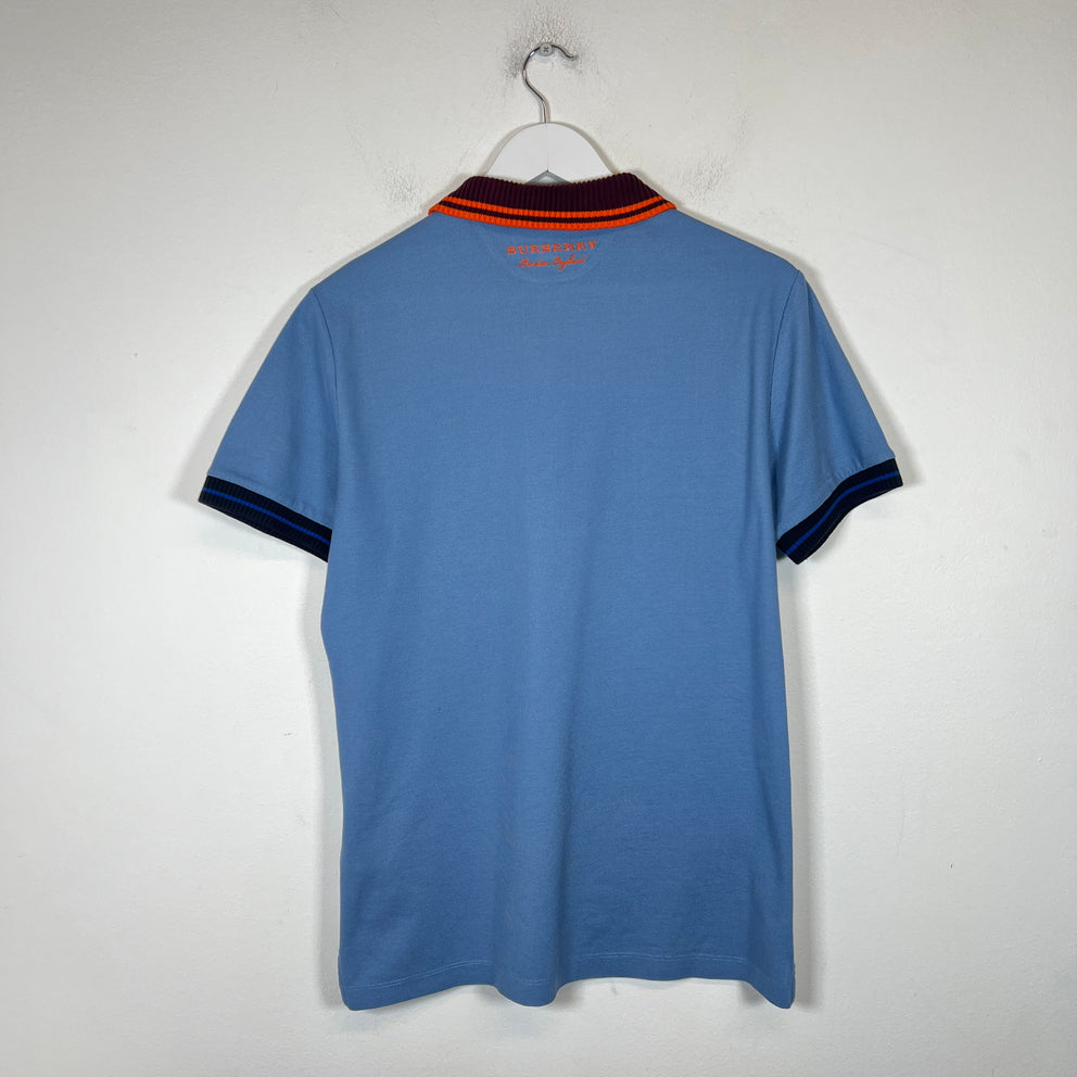 Burberry Blue/Burgundy Knitted Polo Shirt Size M