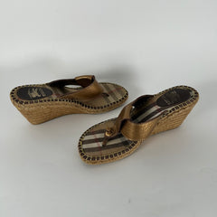 Burberry Beige Nove Check Canvas Espadrilla Size 40