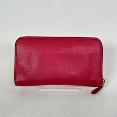Prada Dark Pink Saffiano Zip-Around Wallet
