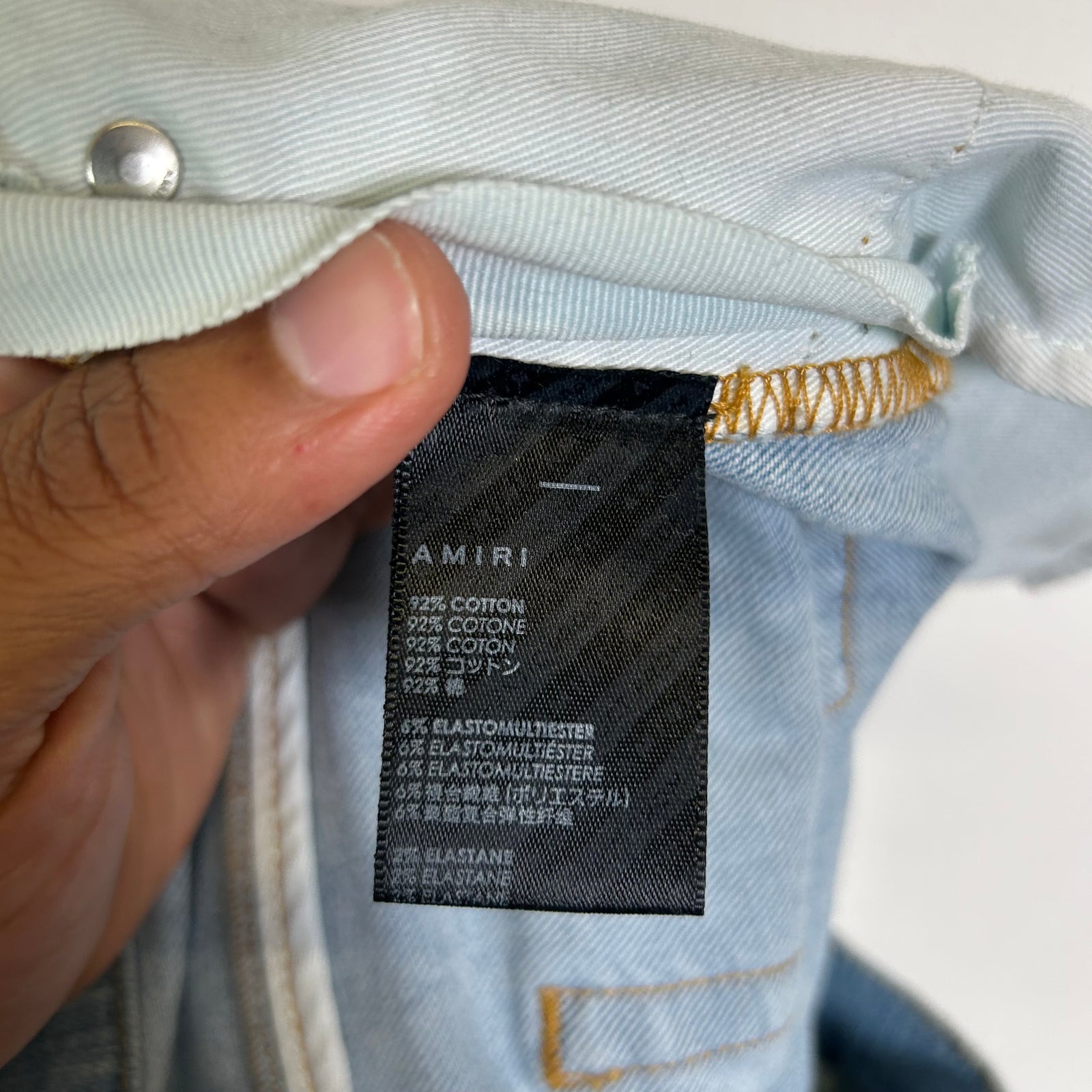 Amiri MX1 Light Indigo Camo Patch Jeans