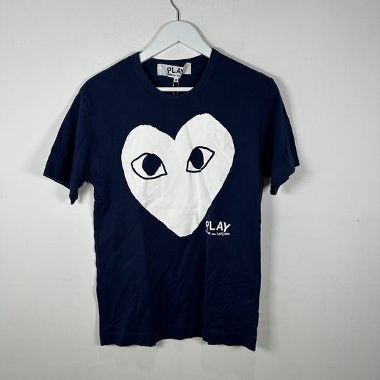 Commes Des Garcon Play Navy Heart Logo T-Shirt Size M