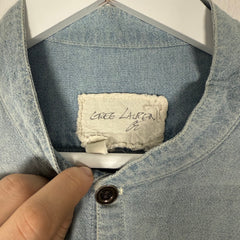 Greg Lauren 'Blue Stuidio Shirt With Mixed Bib' Button Up Shirt Size L
