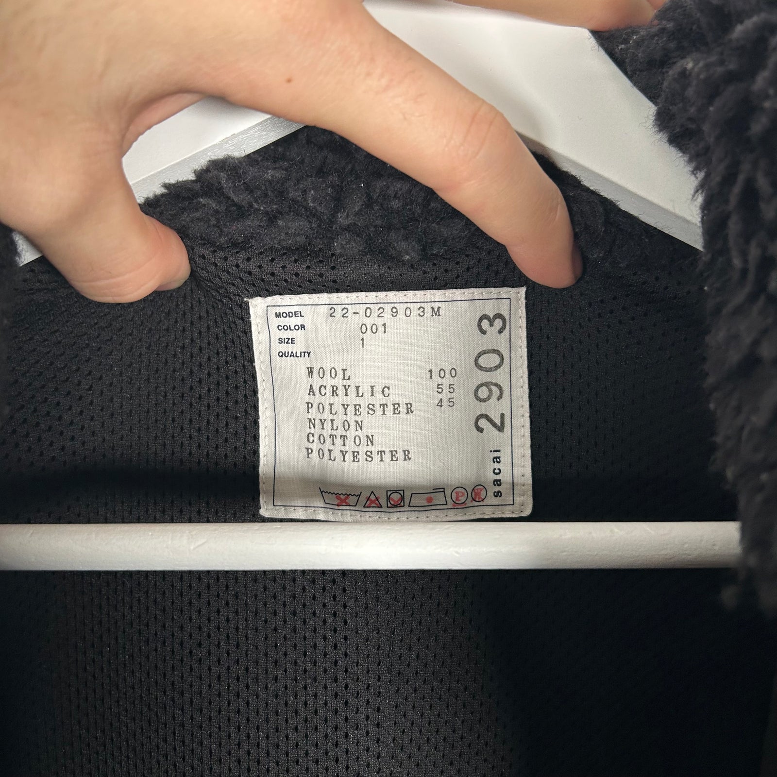 Sacai Black Wool Bomber Size 1