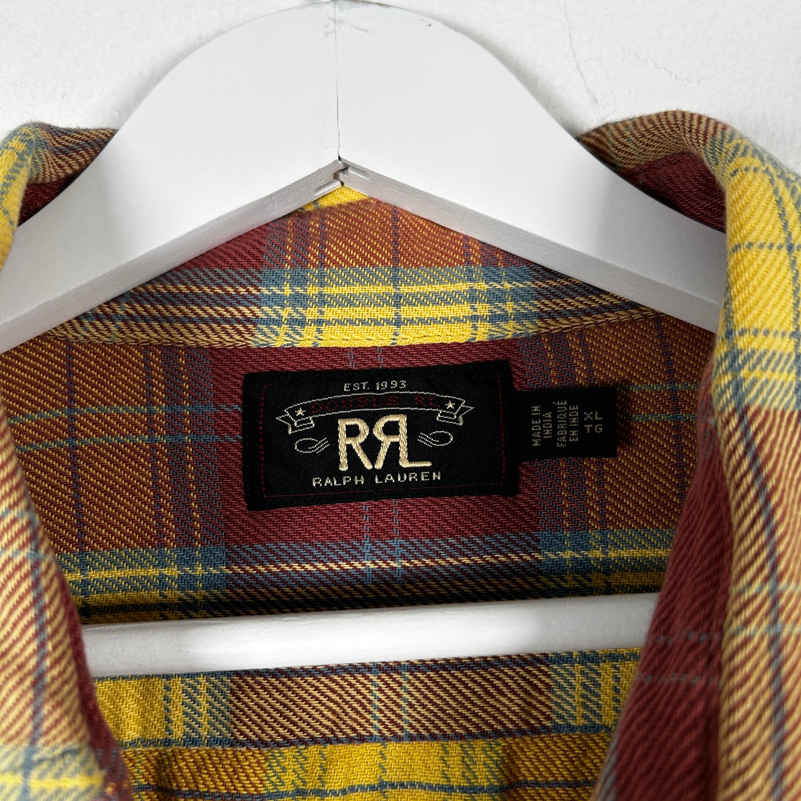 RRL Red/Yellow Washed Flannel Size XL