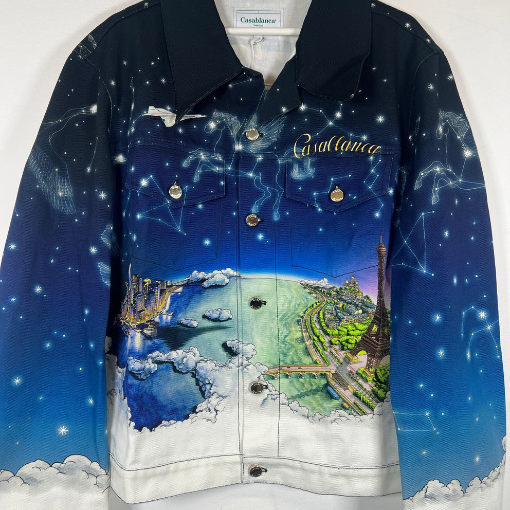 Casablanca Vol-Au-Nuit Printed Denim Jacket Size XL