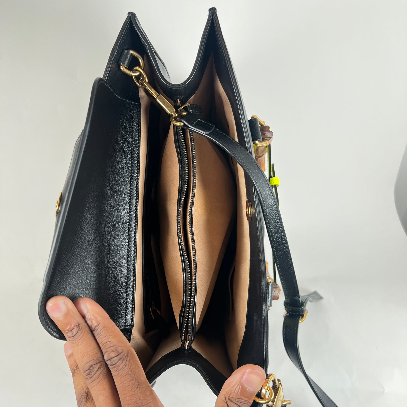 Gucci Black Diana Bamboo Handle Leather Tote Bag