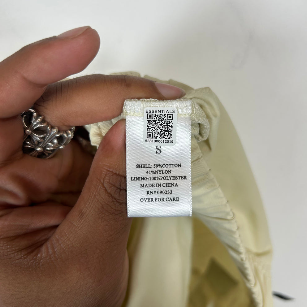 Essentials Cream Logo Nylon Pants Size S