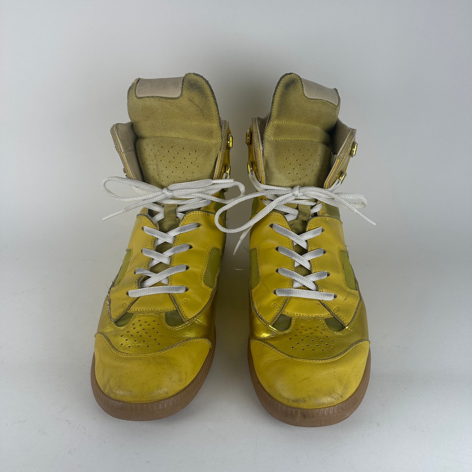 Maison Margiela Yellow Metallic Future High-Top Sneakers Size 10