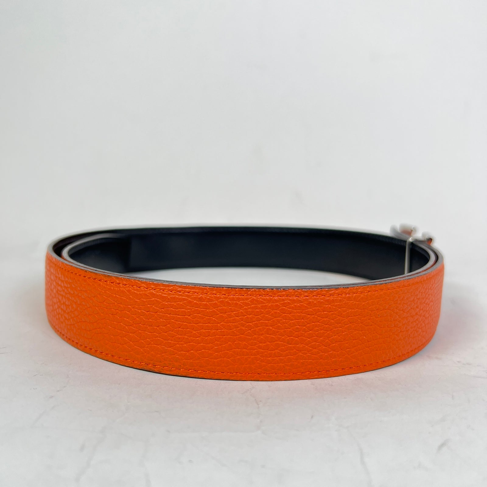 Hermes Orange Togo Constance Reversible 32MM H Belt