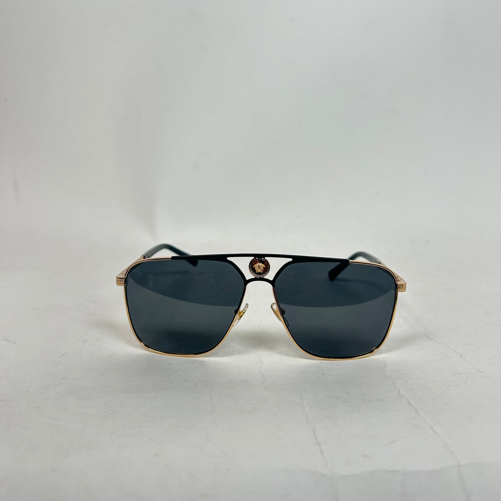 Versace Black/Gold Medusa Aviator Sunglasses