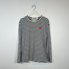 CDG Play Striped Heart Longsleeve Size XL
