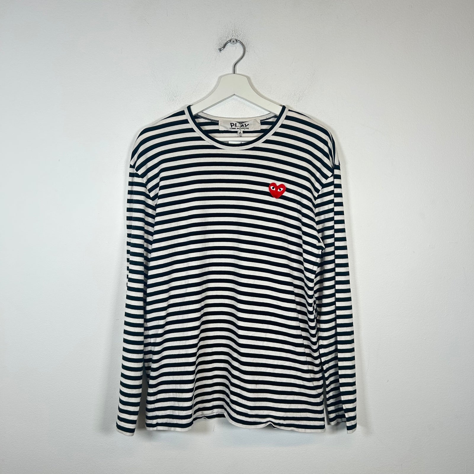 CDG Play Striped Heart Longsleeve Size XL
