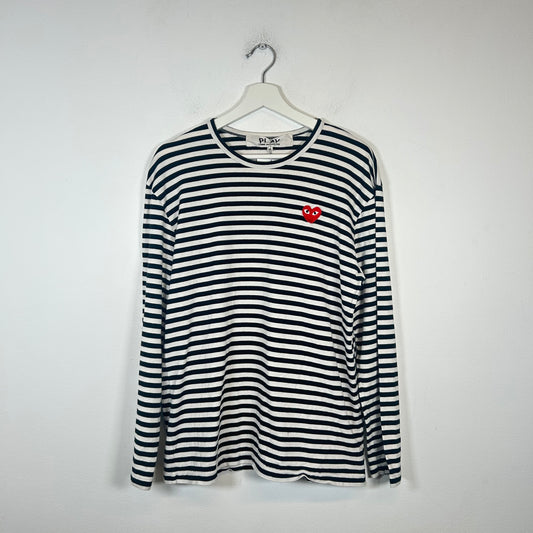 CDG Play Striped Heart Longsleeve Size XL