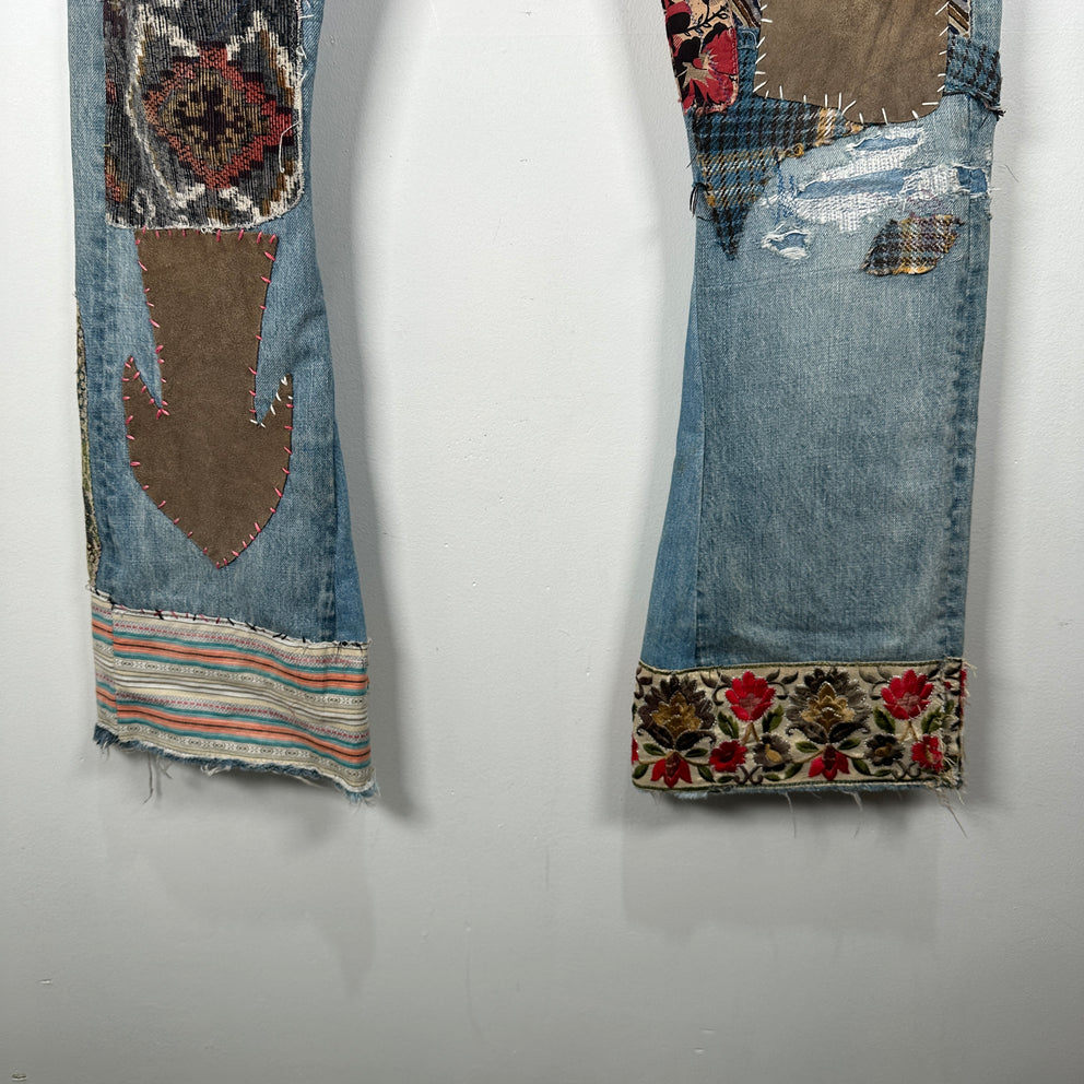 Kapital Hippie Flare Patchwork Jeans Size 32