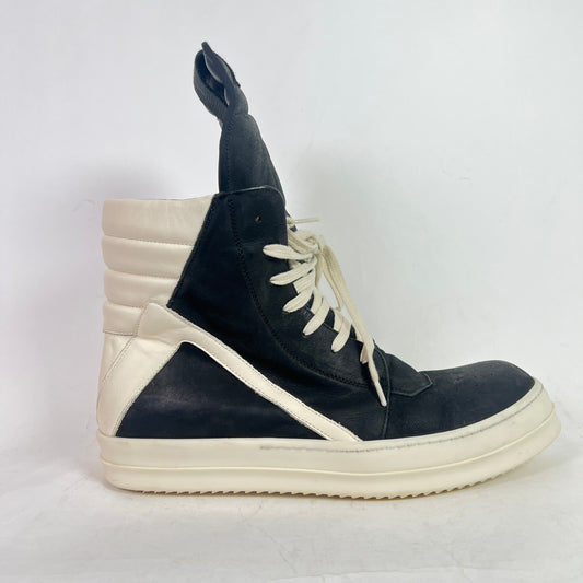 Rick Owens Black/Milk Blistered Leather Geobasket Size 44