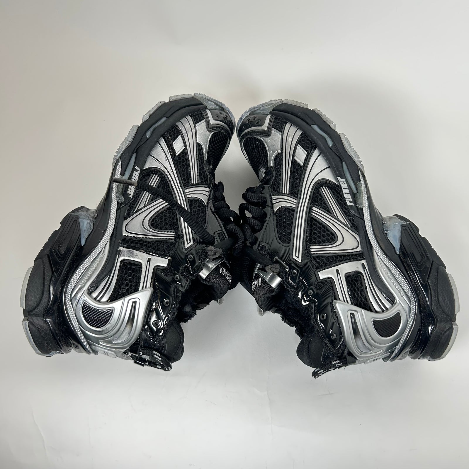 Balenciaga Black/Silver Mesh Runners Size 40
