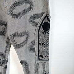 Who Decides War Metallic Silver Stained Glasses Jeans Size 36